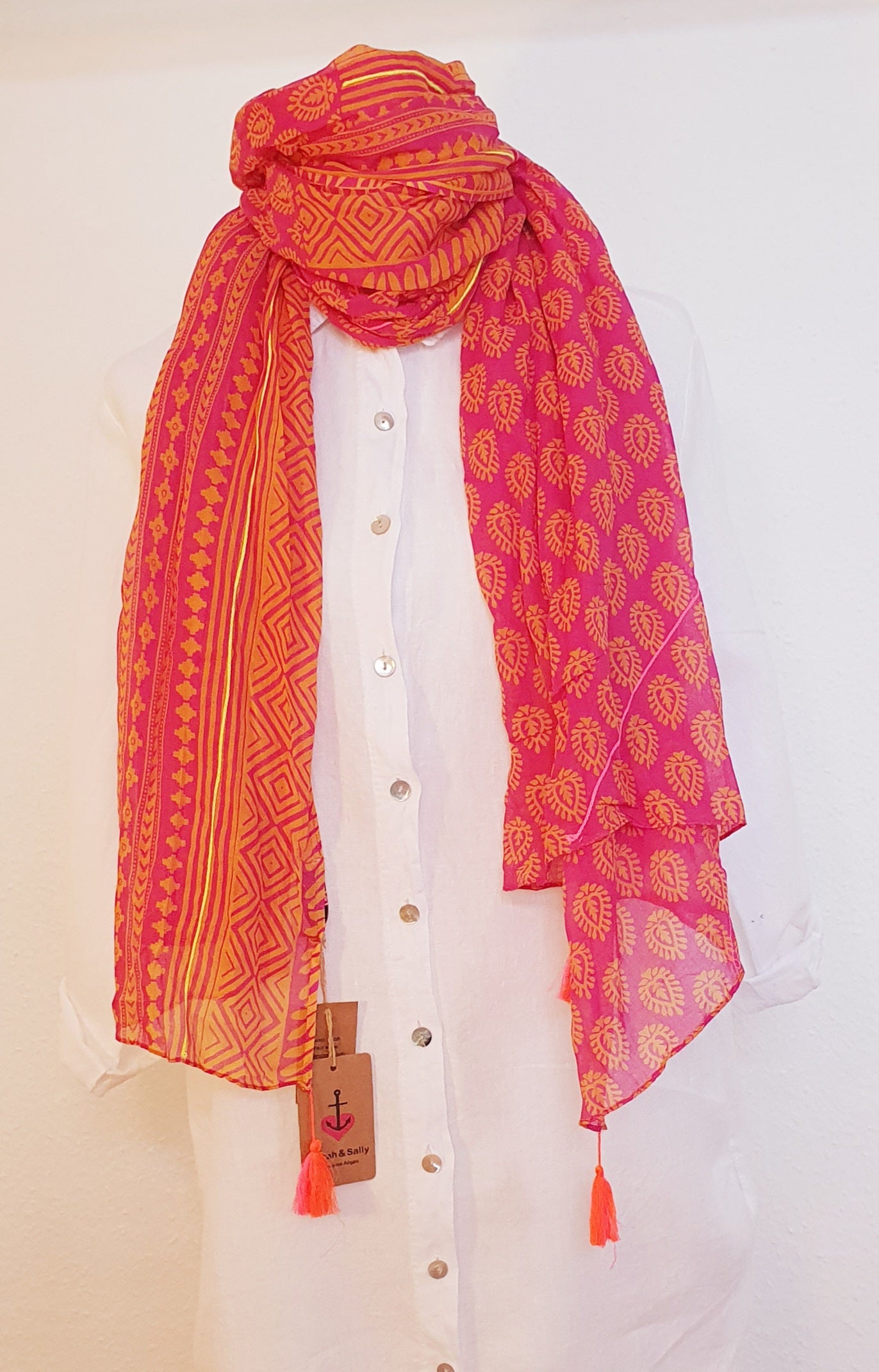 Schal / Halstuch Orange/Fuchsia