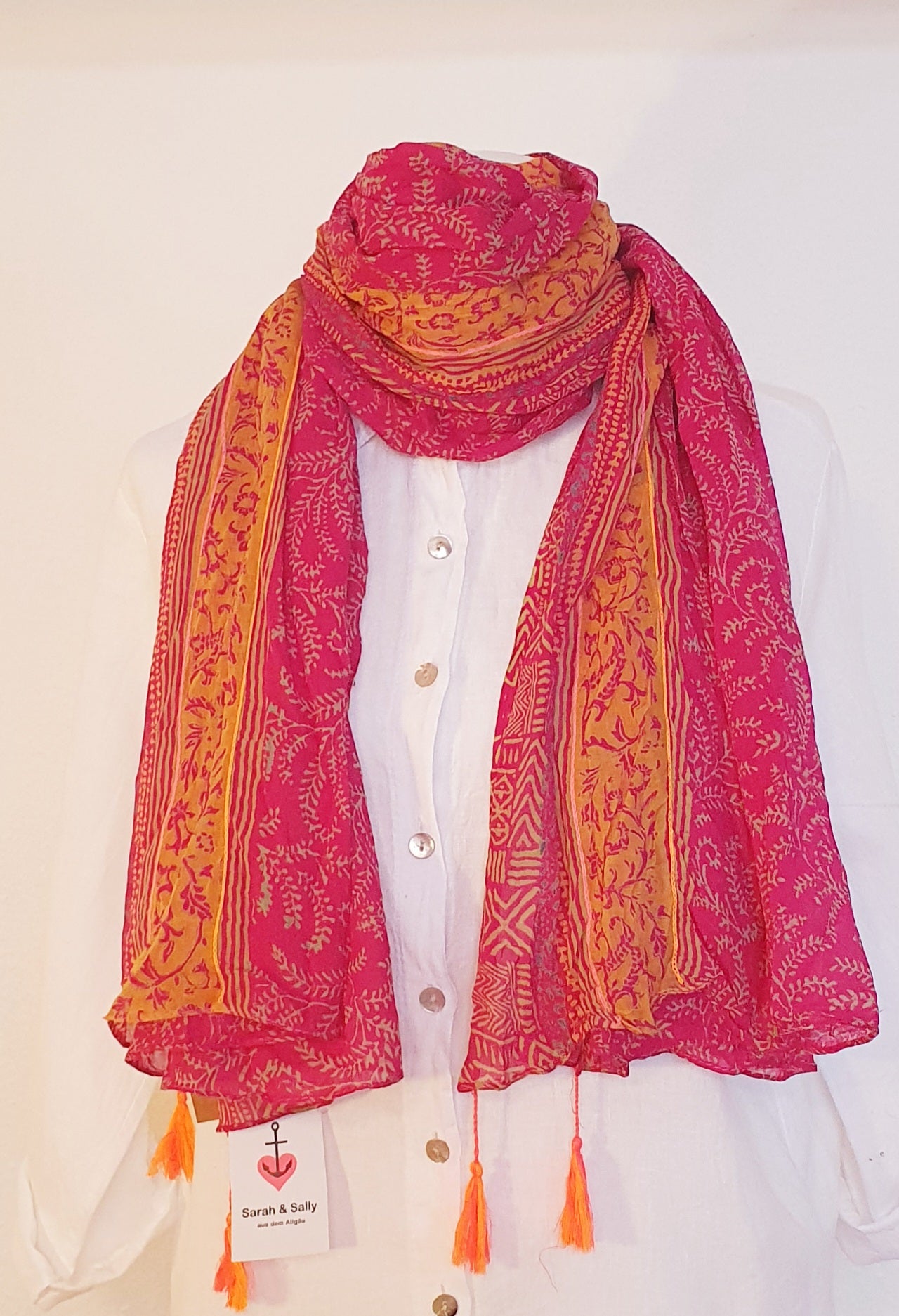 Schal / Halstuch Fuchsia mit Muster