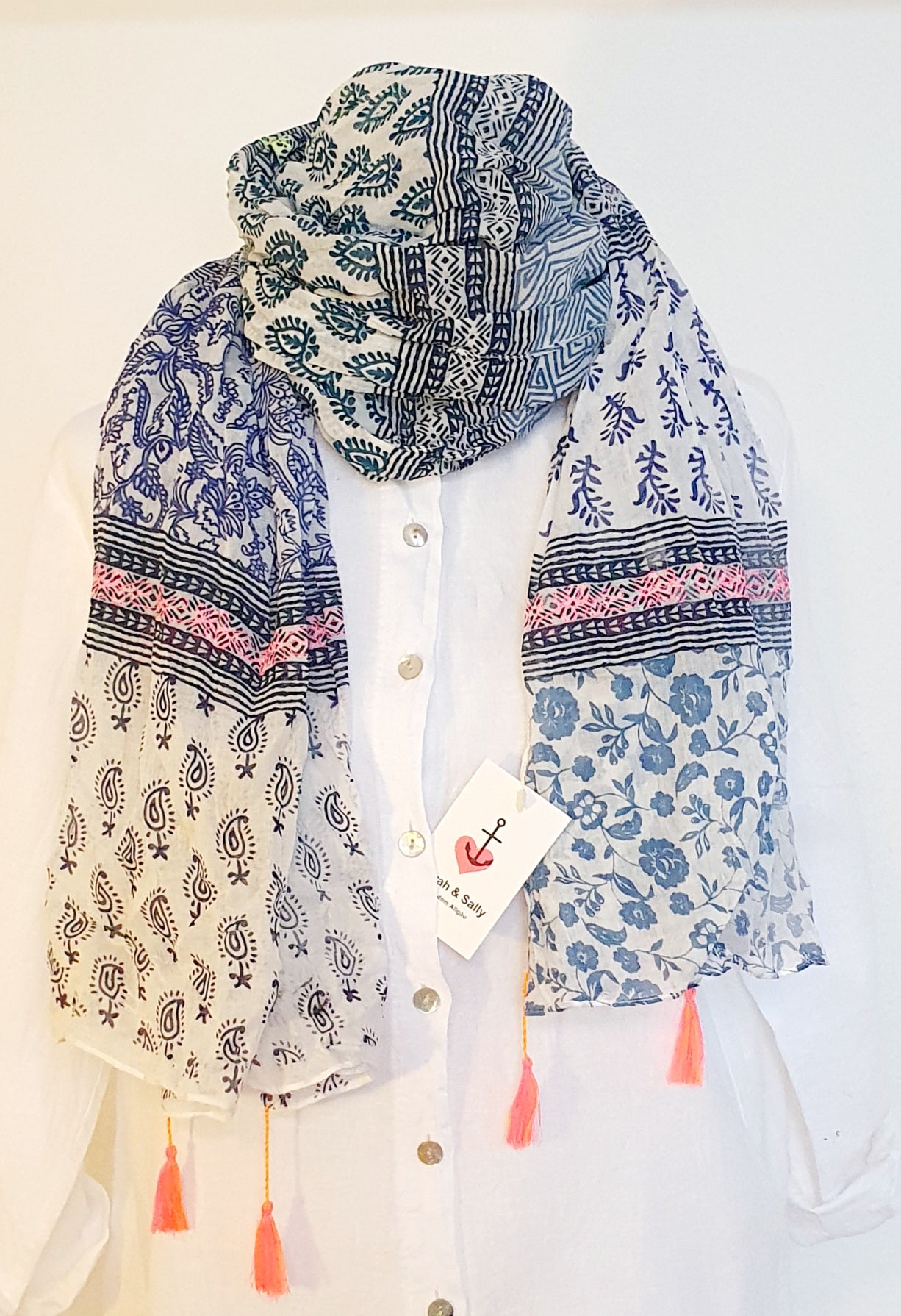 Schal / Halstuch Blaues Muster