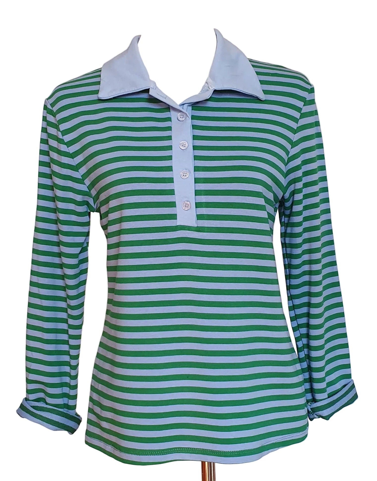 Shirt grün/hellblau gestreift