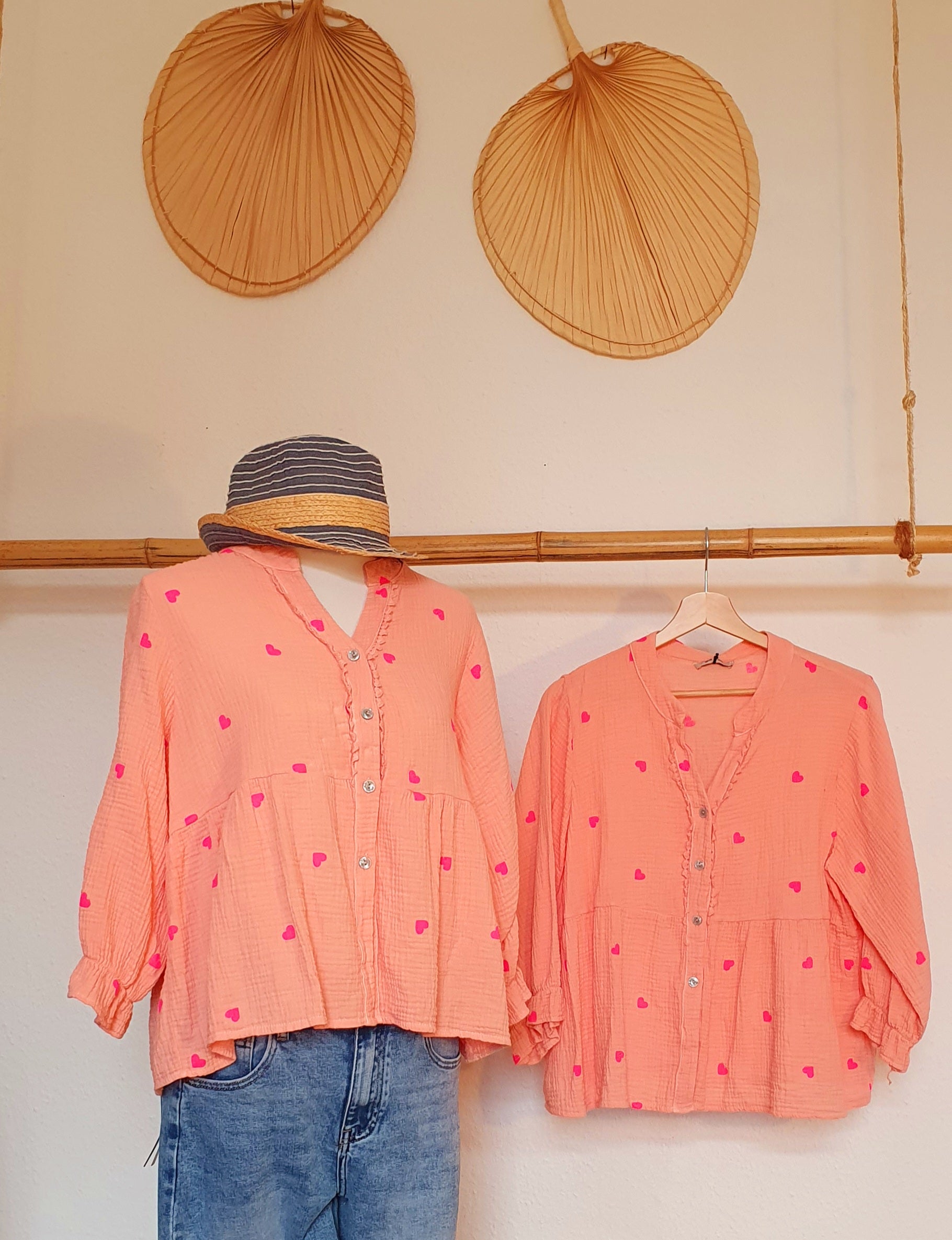 Musselin Bluse mit Herzchen